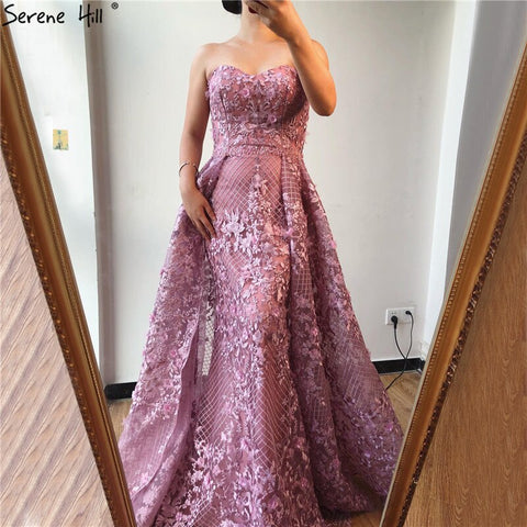 Dubai Pink Strapless Sexy Lace Fromal Dresses 2025 Mermaid Off Shoulder Crystal Evening Gowns Real Photo LA70186