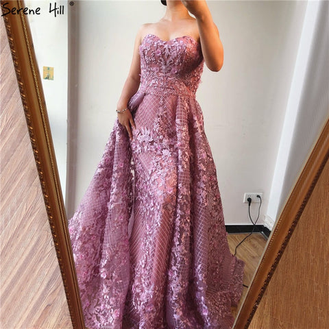 Dubai Pink Strapless Sexy Lace Fromal Dresses 2025 Mermaid Off Shoulder Crystal Evening Gowns Real Photo LA70186