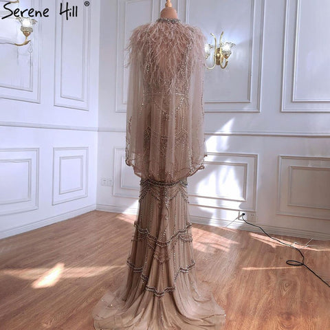 Dubai Purple V-Neck Mermaid Sexy Evening Dresses 2025 Sleeveless Shawl Yarn Feathers Formal Dress LA70171A