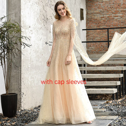 Dubai Silver Grey Long Sleeves Evening Dresses 2025 Luxury A-Line Sexy Fromal Dress Design LA60869