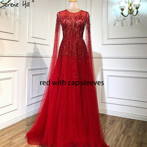 Dubai Silver Grey Long Sleeves Evening Dresses 2025 Luxury A-Line Sexy Fromal Dress Design LA60869