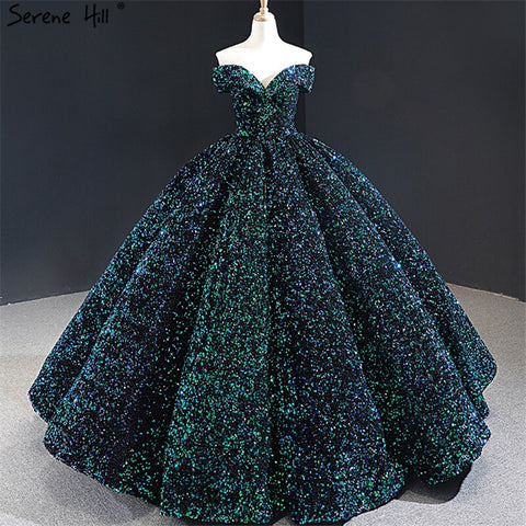 Dubai Sweetheart Sexy Green Luxury Wedding Dresses 2025 Sequined Off Shoulder Bridal Gowns HM66991 Custom Made