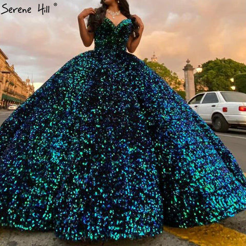 Dubai Sweetheart Sexy Green Luxury Wedding Dresses 2025 Sequined Off Shoulder Bridal Gowns HM66991 Custom Made