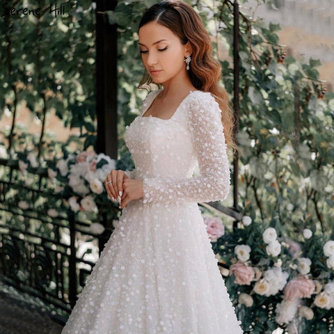 Dubai White A-Line Sexy Luxury Evening Dresses 2025 Beading Long Sleeve Sexy Formal Dress LA70271