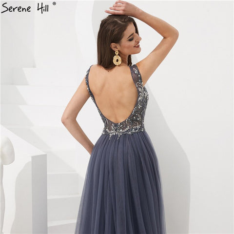 Sale Dubai Wine Red Crystal Beading Evening Dresses 2025 Backless Sexy Mermaid Fromal Evening Gowns LA60805