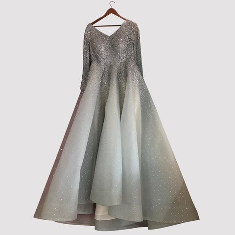 Dubai Wine Red V-Neck High-end Sexy Evening Dresses 2025 Long Sleeve Crystal Luxury Evening Gowns Design LA70272