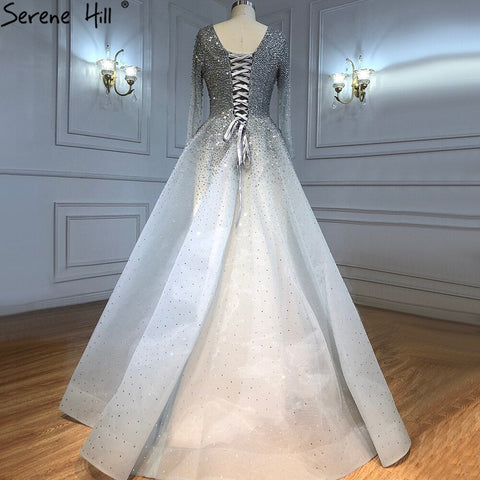 Dubai Wine Red V-Neck High-end Sexy Evening Dresses 2025 Long Sleeve Crystal Luxury Evening Gowns Design LA70272