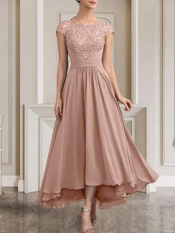 A-line Scoop Floor-Length Lace Chiffon Mother of the Bride Dress With Sequins