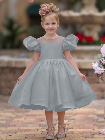 Ball-Gown/Princess Satin Knee-length Flower Girl Dress