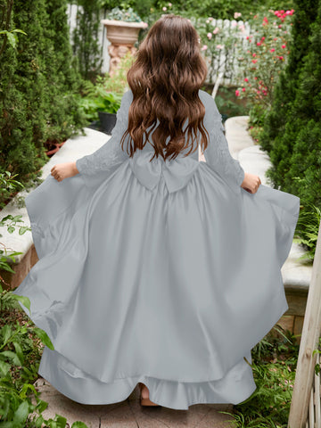 A-line Satin Asymmetrical Flower Girl Dress