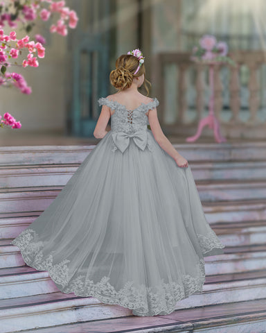 Ball-Gown/Princess Lace Sweep Train Pink Birthday Dress