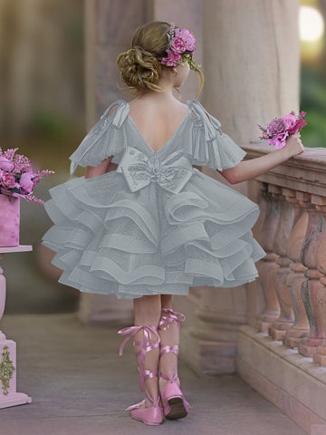Ball-Gown/Princess Tulle Knee-length Birthday Flower Girl Dress