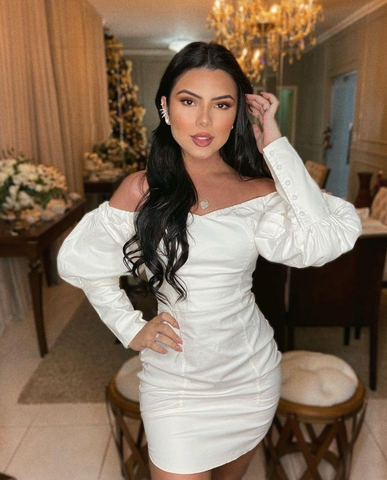 Robe de soirée blanche chic à manches longues, robe de cocktail blanche Y5335