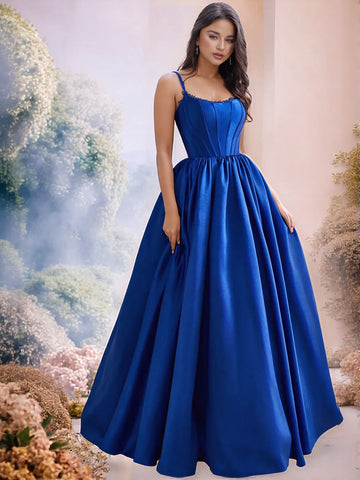 Spaghetti Straps Bodice Ball Gown Evening Dress