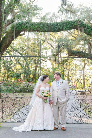 Elegant Sweetheart High Low Blush Wedding Dress with White Lace WD093