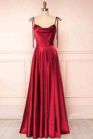 A-line Cowl Neck Silk Long Prom Dress