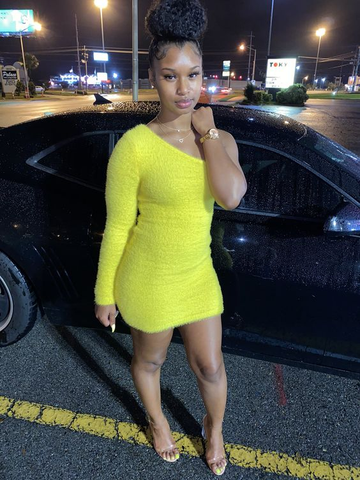 Robe de bal jaune vif asymétrique, robe de soirée sexy Y2194