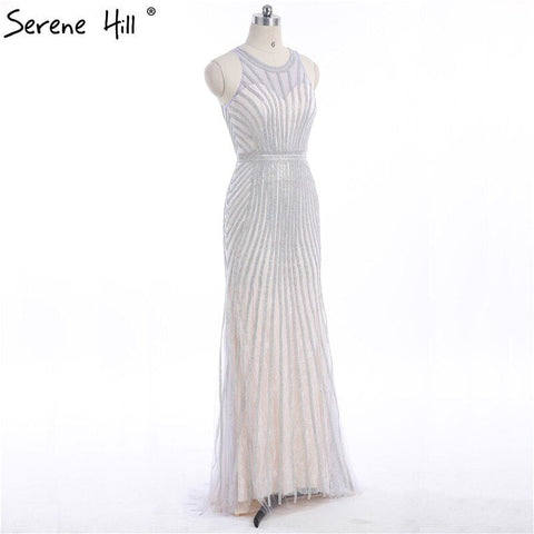 On Sale no return no refundSale Fashion Halter Gold Evening Party Dress Real Photos Nude  Tulle Diamond Party Occasion 2025 Formal Long Evening Dress LA6008
