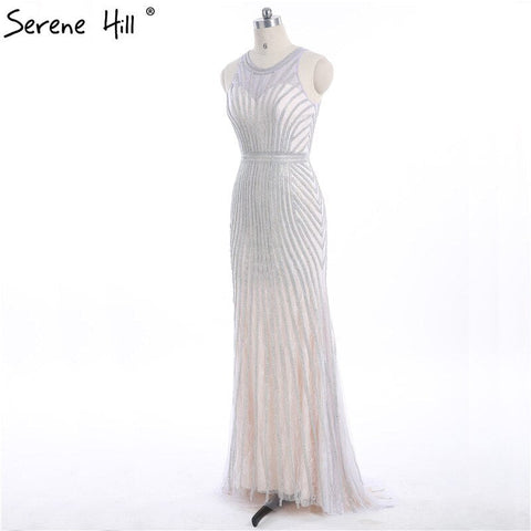 On Sale no return no refundSale Fashion Halter Gold Evening Party Dress Real Photos Nude  Tulle Diamond Party Occasion 2025 Formal Long Evening Dress LA6008