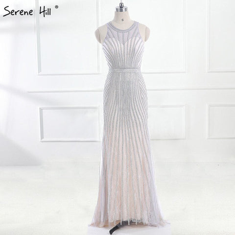 On Sale no return no refundSale Fashion Halter Gold Evening Party Dress Real Photos Nude  Tulle Diamond Party Occasion 2025 Formal Long Evening Dress LA6008