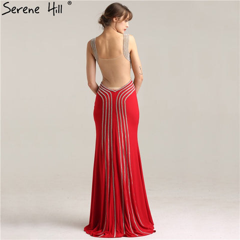 Sale Fashion Sexy Sleeveless Mermaid Bridal Dress V-Neck Crystal Elegant Formal Evening Gown 2025 Real Photo LA6263