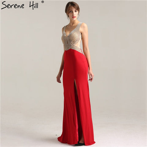 Sale Fashion Sexy Sleeveless Mermaid Bridal Dress V-Neck Crystal Elegant Formal Evening Gown 2025 Real Photo LA6263