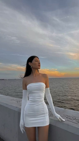 Robe de bal blanche bustier mignonne, robe moulante sexy Y2127