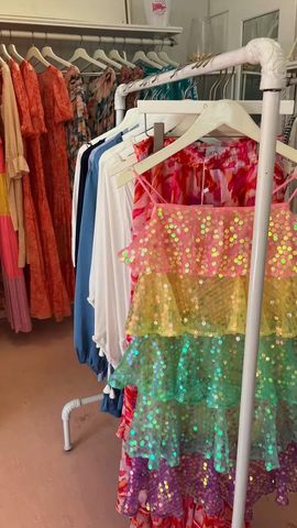 Vestido de fiesta de lentejuelas brillantes para mujer, sin mangas, con volantes arcoíris en capas, estilo arcoíris, ideal para fiestas y discotecas (Y2475)