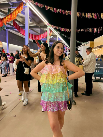 Vestido de fiesta de lentejuelas brillantes para mujer, sin mangas, con volantes arcoíris en capas, estilo arcoíris, ideal para fiestas y discotecas (Y2475)