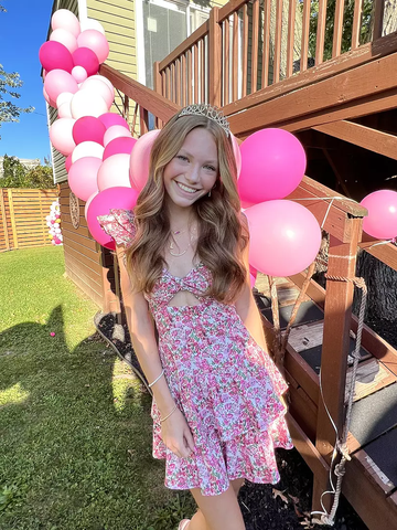 Vestido de verano rosa con estampado floral, vestido de fiesta moderno Y2747