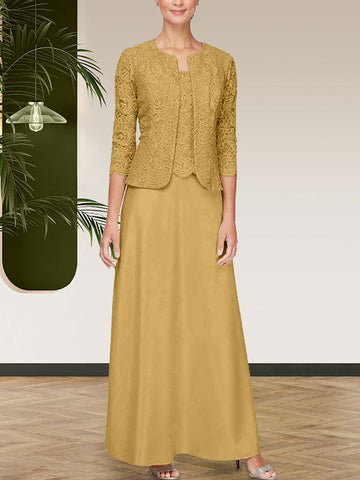 Glitter Lace & Satin Skirt Jacket Dress with Open Jacket