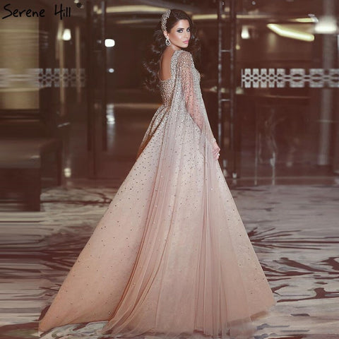 Sale Gold Backless Sexy Luxury Evening Dresses 2025 Dubai Crystal Sleeveless A-Line Formal Dress LA70290