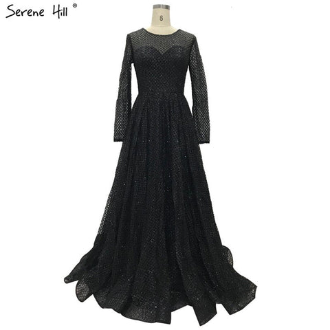 On Sale No Return No Refund Sale Gold Muslim Long Sleeves A-Line Evening Dresses 2025 O-Neck Luxury Glitte Formal Dress Real Photo LA60942