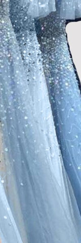 Gold Short Sleeves Beading Luxury Evening Dresses Gowns 2025 A-Line Lace Up For Women Party Design LA70464