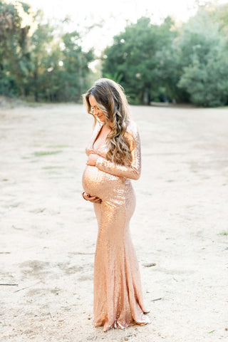 Gold Sequin Maternity Dress Gold Baby Shower Dress