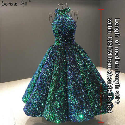 Green O-Neck Sexy Luxury Ankle-Length Evening Gowns 2025 Sleeveless Sequins Sparkle Formal Dress HA2063