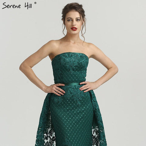 On Sale No Return No Refund Green Off Shoulder Sexy Mermaid Evening Dresses 2025 Appliques Sequined Luxury Vintage Evening Gowns  LA6361