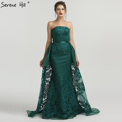 On Sale No Return No Refund Green Off Shoulder Sexy Mermaid Evening Dresses 2025 Appliques Sequined Luxury Vintage Evening Gowns  LA6361