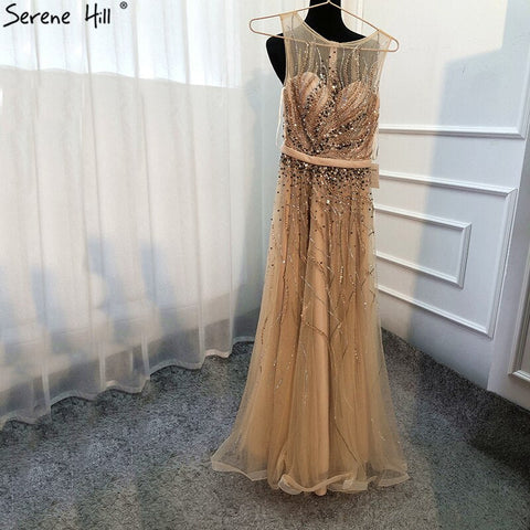 On Sale no return no refundSale Grey Diamond Beading Luxury New Evening Dresses 2025 High-end Sexy Sleeveless Beach Formal Evening Gowns LA6577