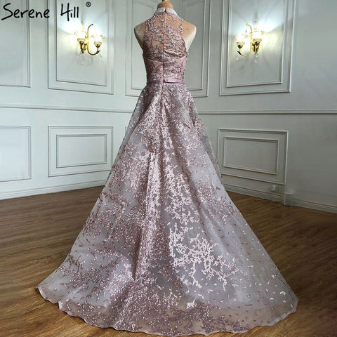 Grey Dubai Design Sleeveless Sexy Evening Dresses 2025 Embroidery Diamonds Mermaid Formal Dress Real Photo LA70014