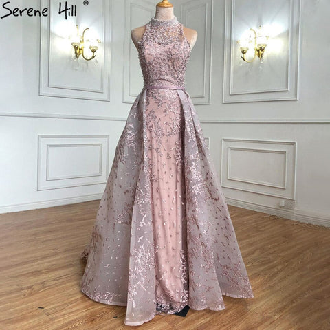 Grey Dubai Design Sleeveless Sexy Evening Dresses 2025 Embroidery Diamonds Mermaid Formal Dress Real Photo LA70014