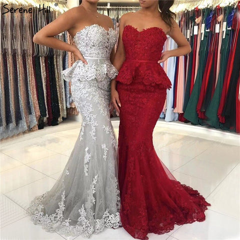 On Sale no return no refundSale Grey Fake Two Pieces Mermaid Evening Dresses 2025 Sleeveless Sexy Lace Evening Gowns Long LA70247