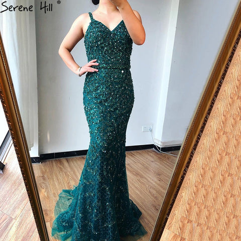 Grey Luxury Sexy Mermaid Evening Dresses 2025 Diamond  Beading Off Shoulder Formal Dress Real Photo LA60729