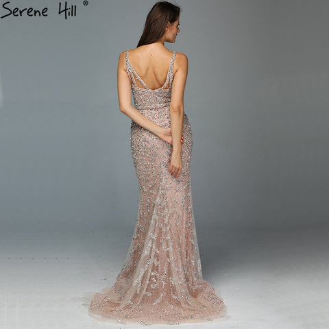 Grey Luxury Sexy Mermaid Evening Dresses 2025 Diamond  Beading Off Shoulder Formal Dress Real Photo LA60729