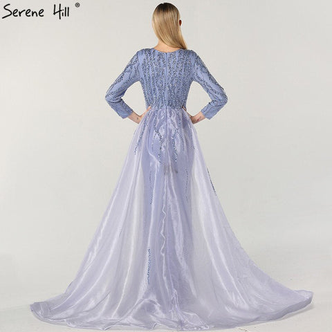 Grey Mermaid Luxury Dubai Designer Evening Dresses Beading Sequined Fashion Long Sleeves Evening Gowns 2025 LA6302