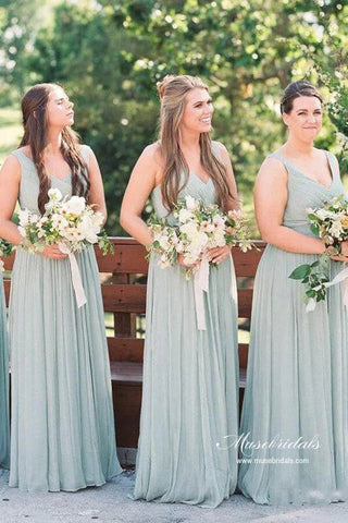 Grey Chiffon Classic A-line Bridesmaid Dresses, Maid Of Honor Dresses