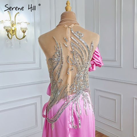 Robe de soirée sirène beige, élégante, en satin et perles, pour femme, tenue de soirée, LA71199, 2025 