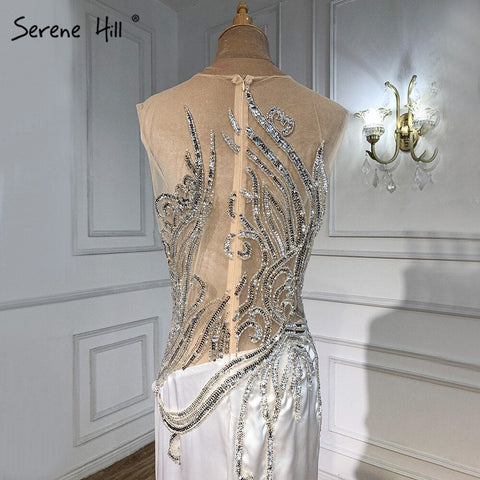 Robe de soirée sirène beige, élégante, en satin et perles, pour femme, tenue de soirée, LA71199, 2025 