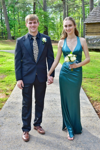 Robe de soirée longue en satin sans manches pour femme Y5396