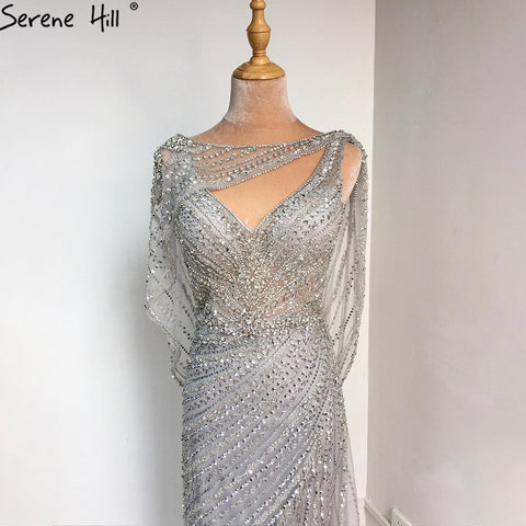 Luxus Champagner Sexy Split Abendkleider 2025 Diamant Sleeveless Meerjungfrau Formale Kleid Ruhigen Hill LA70301